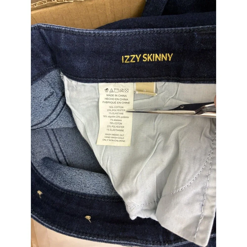Michael Kors Izzy Skinny Jeans Womens 8 Dark Wash Blue Gold Studded Stretch